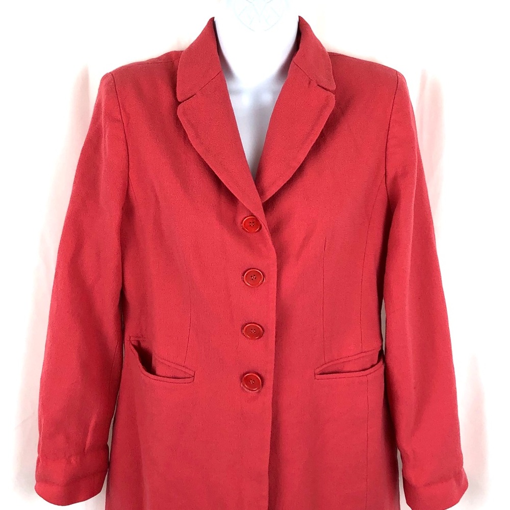 Tahari Button Front Collared Wool Jacket Pockets 8 - image 4